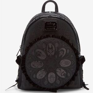 Loungefly Disney villains Ruffle Ribbon Window Mini Backpack NWT